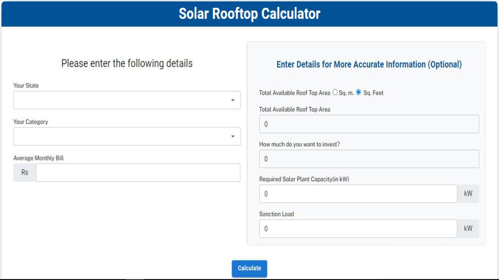 Solar Rooftop Calculator