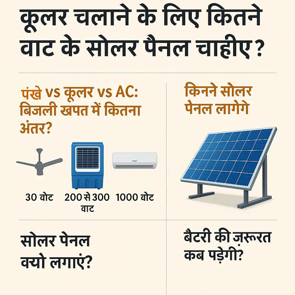 कूलर चलाने के लिए कितने वाट के सोलर पैनल चाहिए? 2025