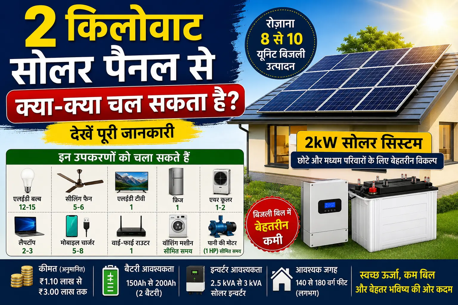 2kw-solar-panel-se-kya-kya-chal-sakta